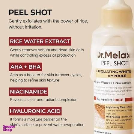 سرم لایه بردار برنج دکتر ملاکسین مدل Peel Shot White Rice
